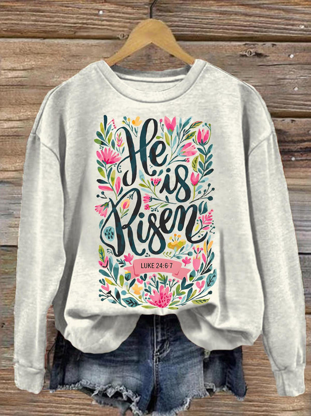 Christian Easter Printed Long Sleeve Casual Top