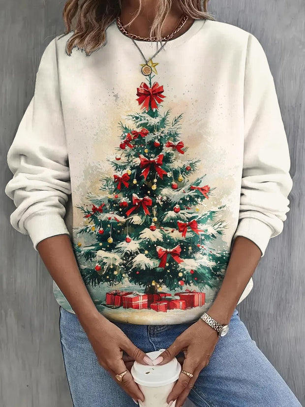 Classic Christmas Tree Long Sleeve Casual Top