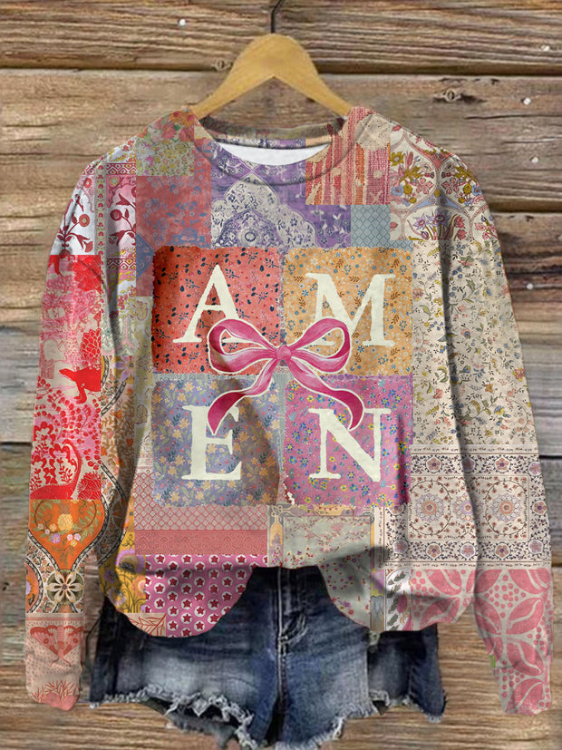 Easter Christian Printed Long Sleeve Casual Top