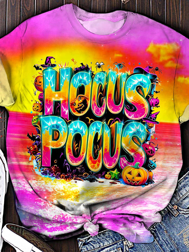 Women's Halloween Hocus Pocus Crew Neck Short Sleeve T-Shirt