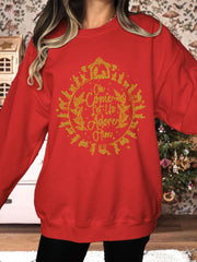 Womens Christian Jesus Christmas Printed Long Sleeve Casual Top