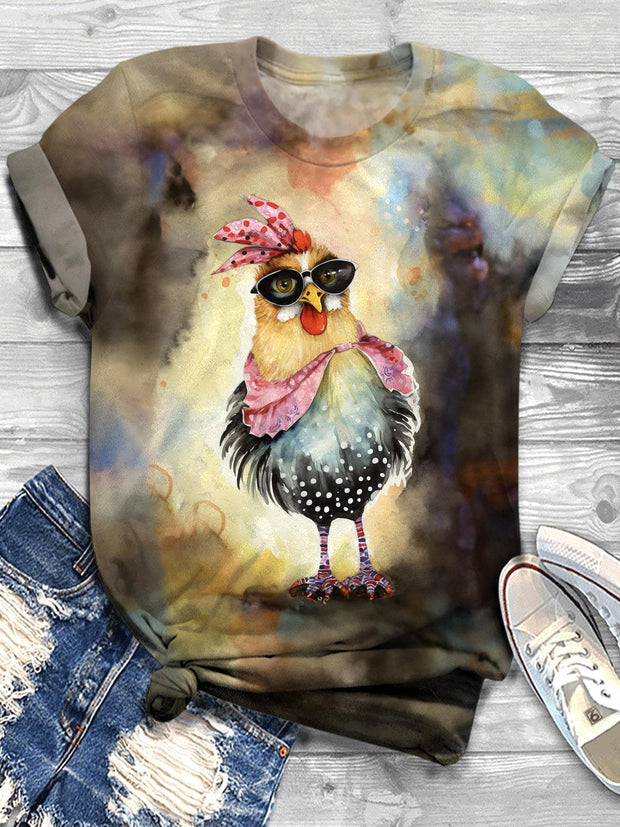 Sunglasses Cock Crew Neck T-shirt