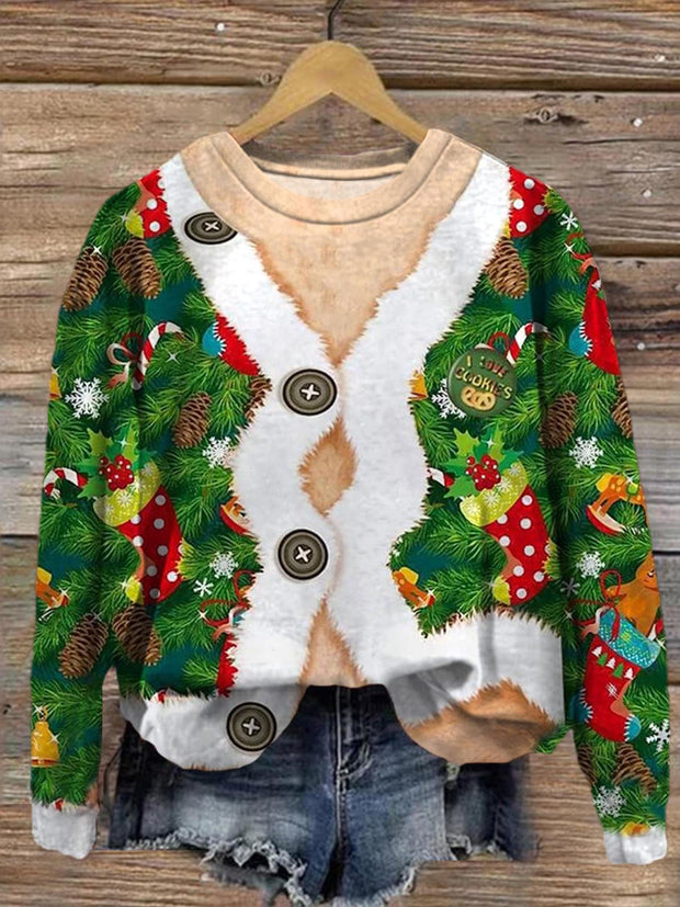 Women's Ugly Christmas Jumper Crew Neck Long Sleeve Casual Sweatshirt