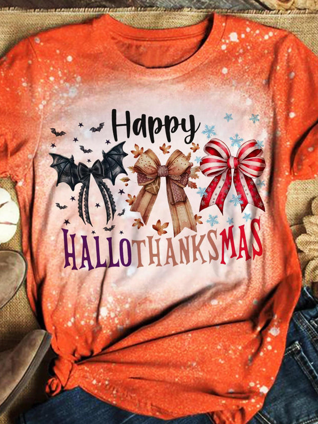 Happy Hallothanksmas Crew Neck T-shirt