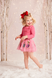 Pink Ornament Sequin Tutu Skirt(Toddler 3T-5T)
