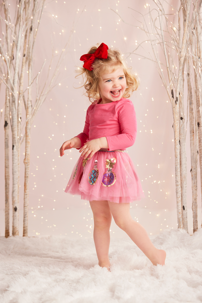Pink Ornament Sequin Tutu Skirt(Toddler 3T-5T)