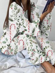 Women's Christmas Print Linen Cotton Suit
