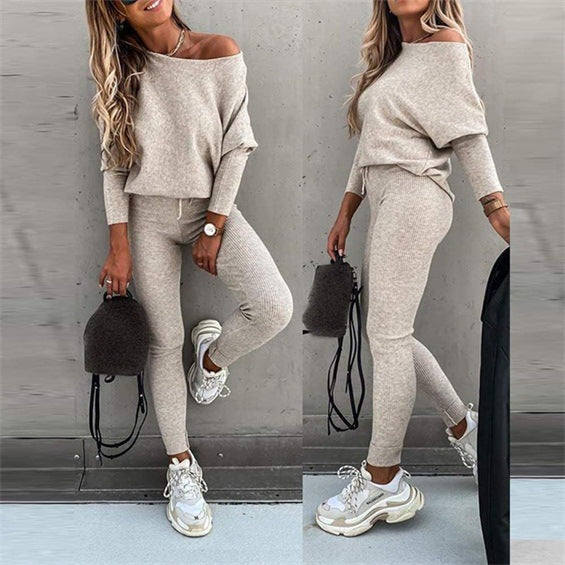 Casual Lace-Up Oblique Shoulder Sports Set