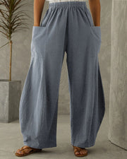 Casual Solid Elastic Waist Pants