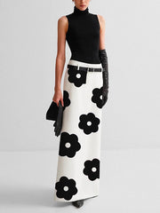 Floral Printed Split-Back Skirts Bottoms