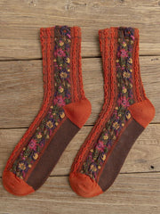 Vintage Floral Jacquard Cozy Socks