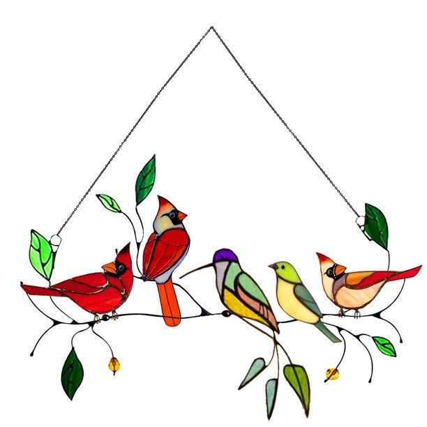 🎁The best Christmas Gift-Birds Stained Glass Window Panel Hangings🐦