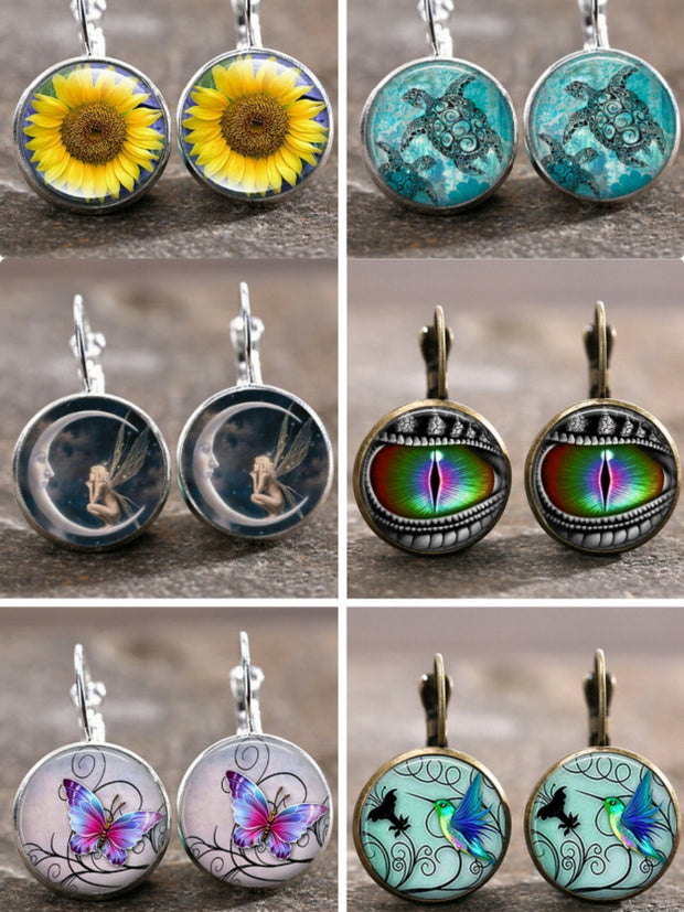 Time Stone Sunflower Earrings