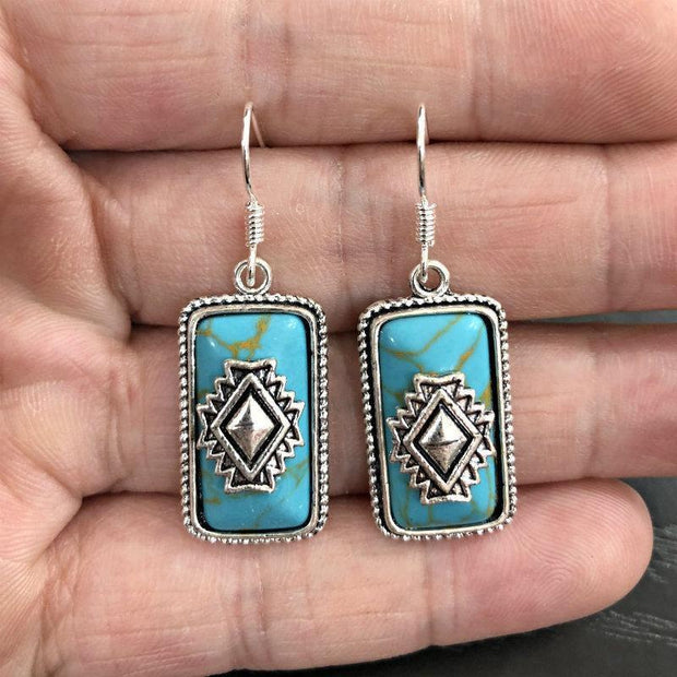 Turquoise square earrings fashion trendy female earrings