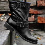 Women's Zipper Cloth Low Heel Ankle Leather Boots