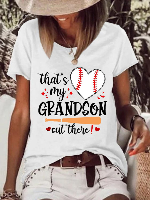 That's My Grandson Out There Baseball Heart Tee