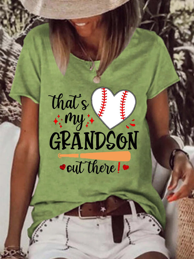 That's My Grandson Out There Baseball Heart Tee