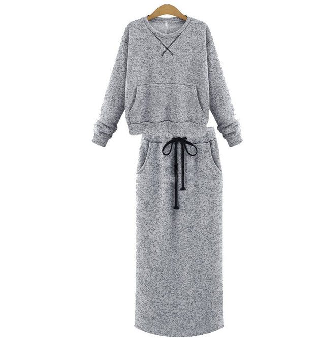 Sweater fleece skirt two-piece suit