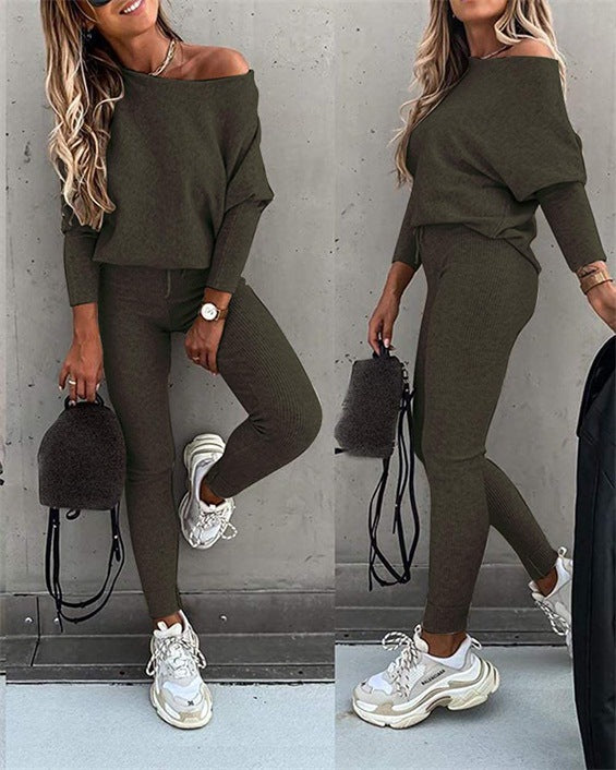 Casual Lace-Up Oblique Shoulder Sports Set