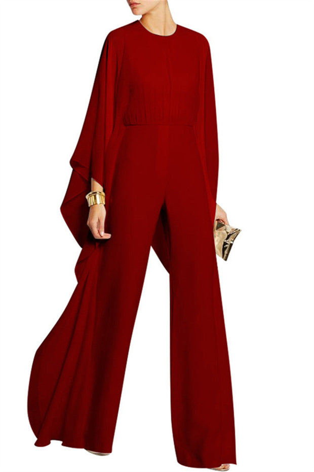 Chiffon Sheer Sleeve Leg Jumpsuit