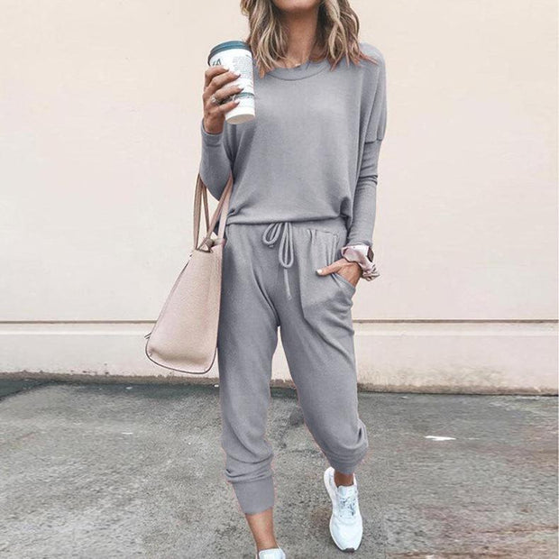 Plain Drawstring Casual Two-piece Outfits