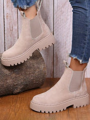 Plain Simple Faux Suede Chelsea Booties