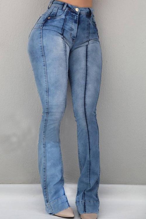 High Waist Ripped Slit Jeans