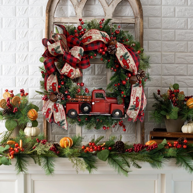 Red Truck Buffalo Plaid Christmas Wreath