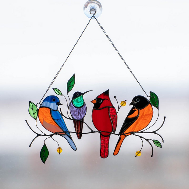 🎁The best Christmas Gift-Birds Stained Glass Window Panel Hangings🐦