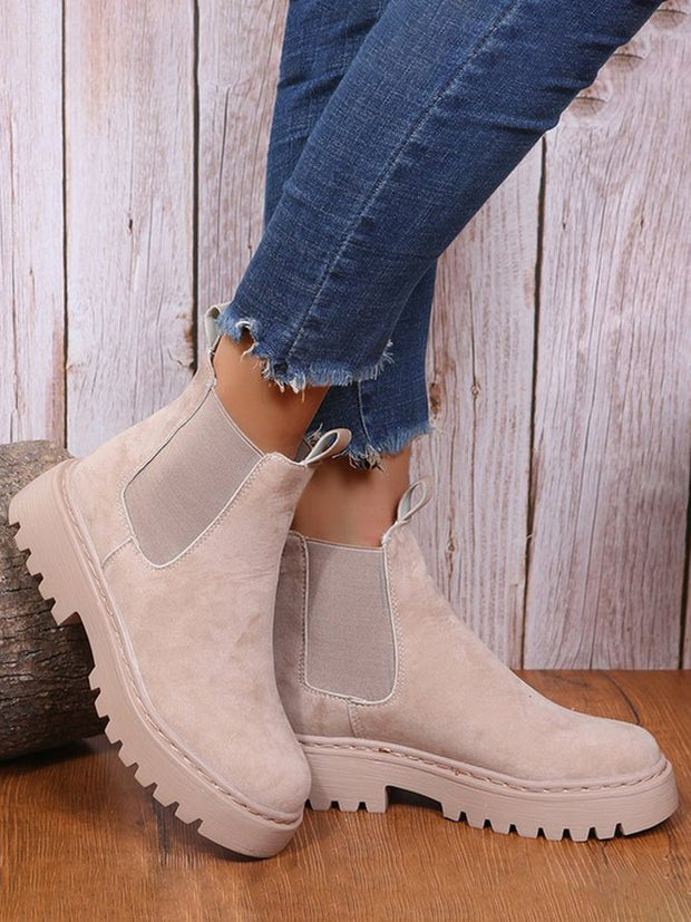 Plain Simple Faux Suede Chelsea Booties