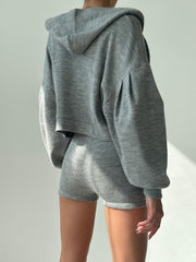 Daily casual zip-up shirt and shorts three-piece set