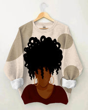 Gold Earrings Afr Girl Long Sleeve Sweatshirt