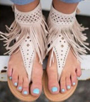 Tassel Open Toe Rhinestone Flip Flop Flat Sandals