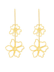 Flower Shape Hollow Solid Color Drop Earrings