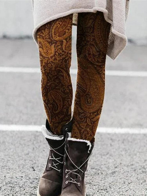 Woman Printed 2 Color Elastic Versatile Leggings