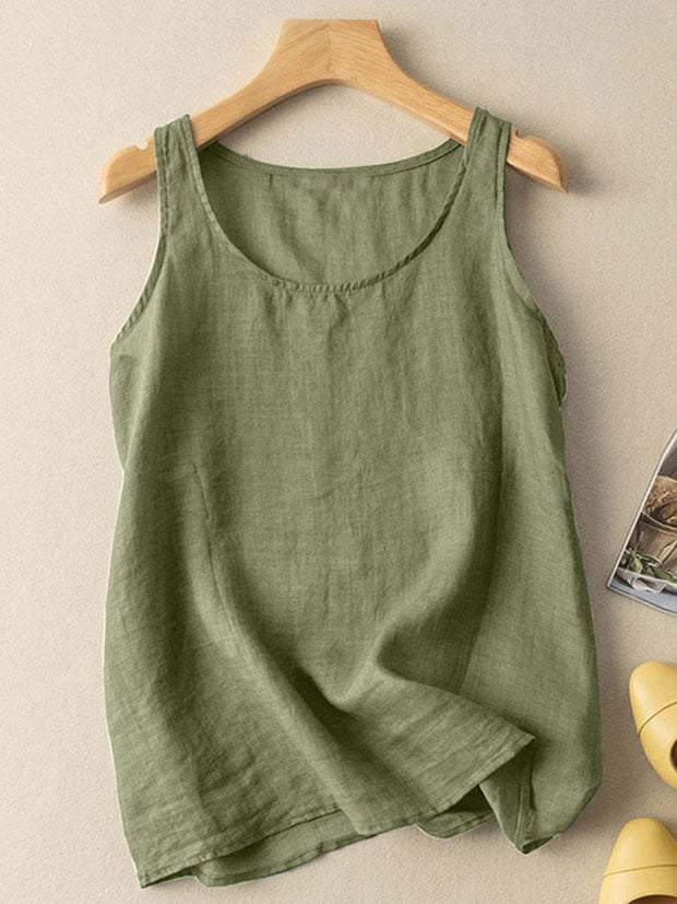 Women's Cotton Linen Sleeveless Casual Vest