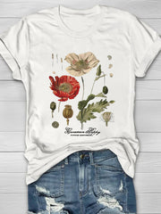 Floral Graphic Print Round Neck Women's T-shirt