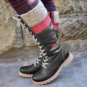 Mid-high Barrel Low Heeled Wool Stitching Martin Boots Shoes