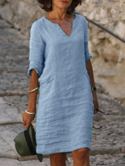 Basic Solid Color Casual Dress