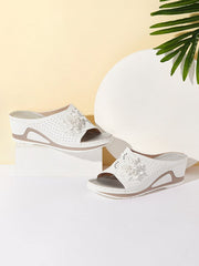 Hollow-out Wedge Leisure Sandals Flower Beach Shoes