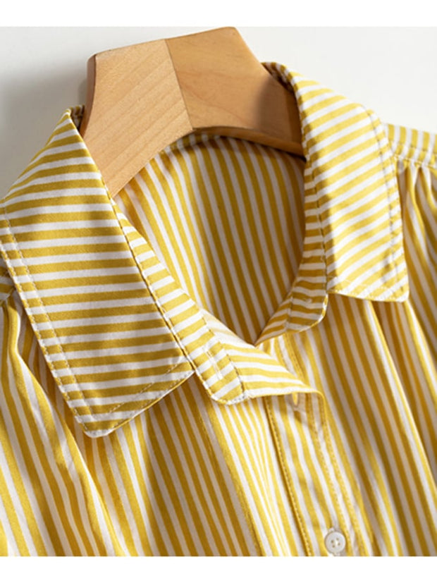 Fashion Casual Striped Shirt Dress