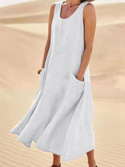 Loose Solid Color Sleeveless Tank Dress