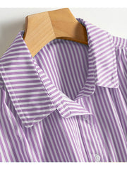 Fashion Casual Striped Shirt Dress