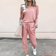 Plain Drawstring Casual Two-piece Outfits