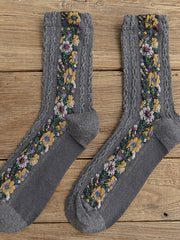 Vintage Floral Jacquard Cozy Socks