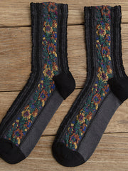 Vintage Floral Jacquard Cozy Socks