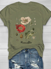 Floral Graphic Print Round Neck Women's T-shirt