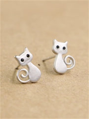 Lovely Cat Rhinestone Studded Earrings