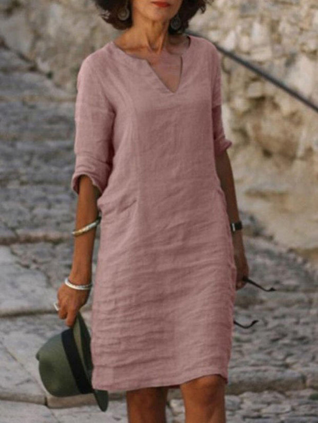 Basic Solid Color Casual Dress