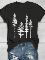 Pine Tree Printed Casual T-Shirts